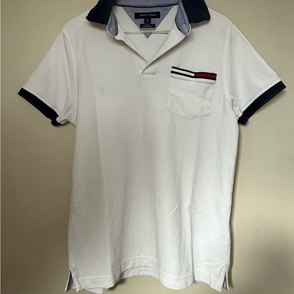 Tommy Hilfiger White Polo with Black Trim